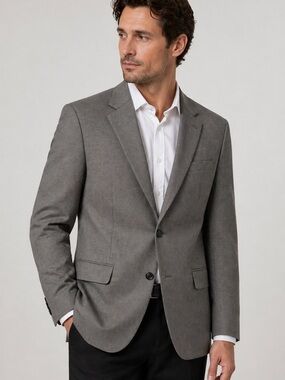 Nautica Men’s 46R 100% Wool Sport Coat Blazer Gray Houndstooth Classic Fit
